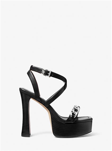 michael kors paola|Paola Chain Embellished Leather Platform Sandal.